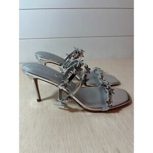 Katy Perry Women's Analia Flower Square Toe Dress Sandals Size 9.5 Silver
